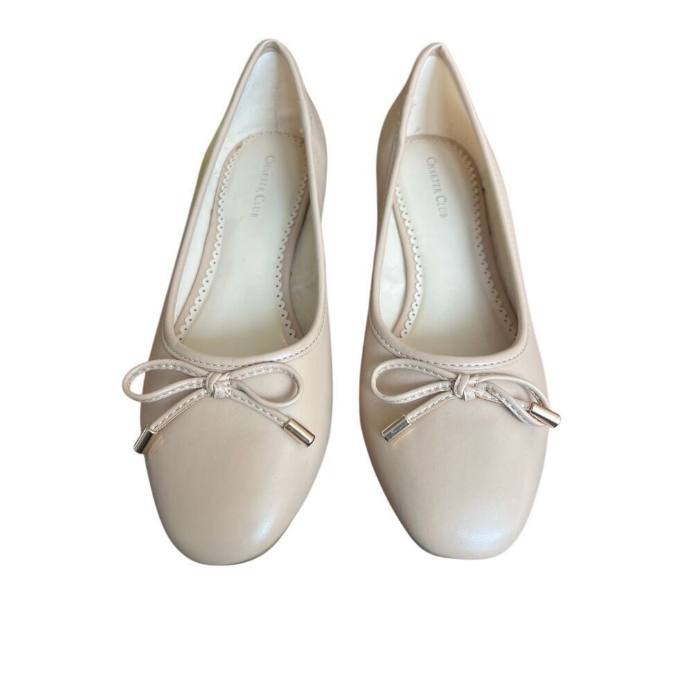 Charter Club nude ballet flats with pearl details sz 9
